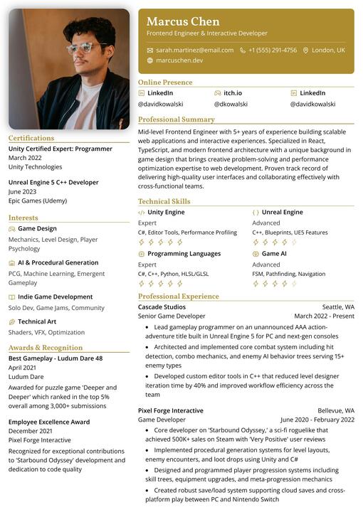 Pikachu resume template